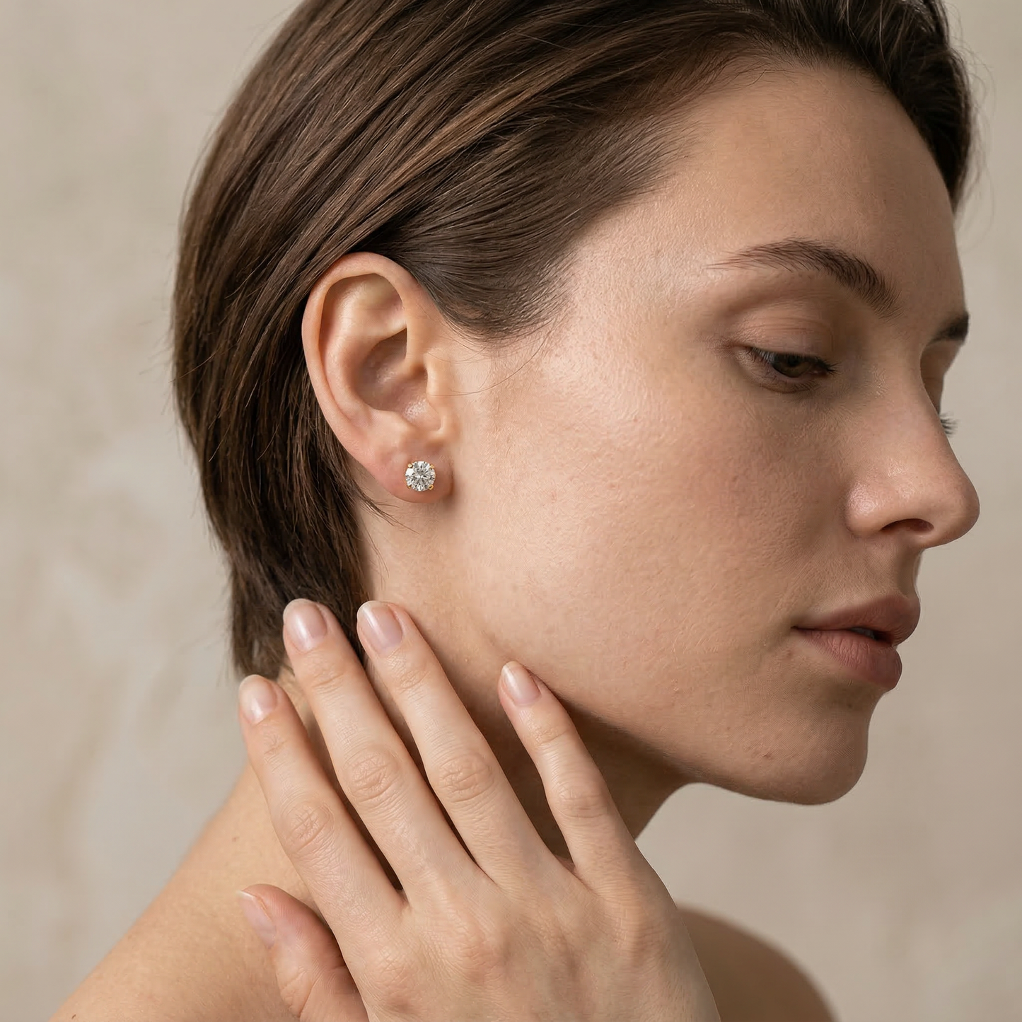 Crystal Solitaire Stud Earrings - Image 3