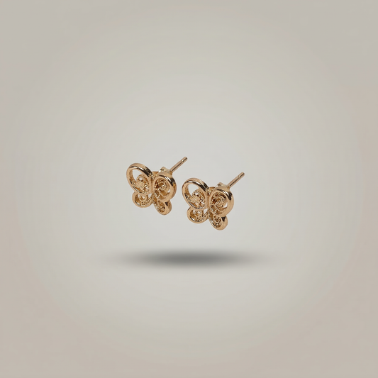 Gold Filigree Butterfly Stud Earrings - Image 2