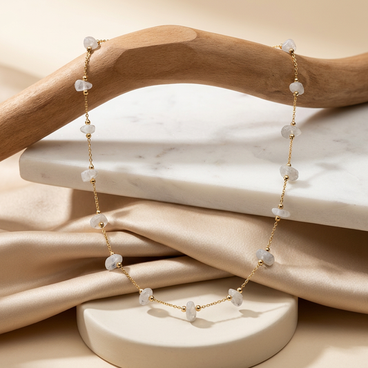 Crystal Heart Station Necklace
