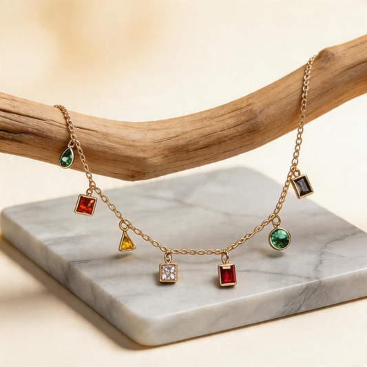 Multi Charm Drop Necklace