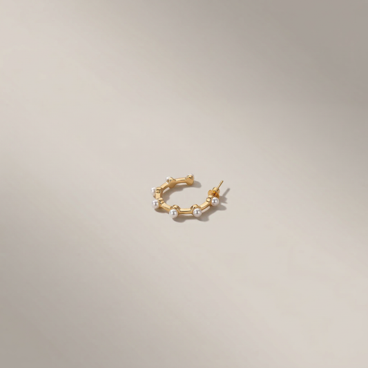 Pearl Studded Hoop Earrings - Image 2