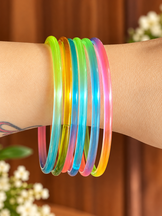 6 pcs Navratri Rangotsav Bangles – Rainbow Edition 🌈