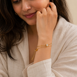 Gold Crystal Solitaire Chain Bracelet