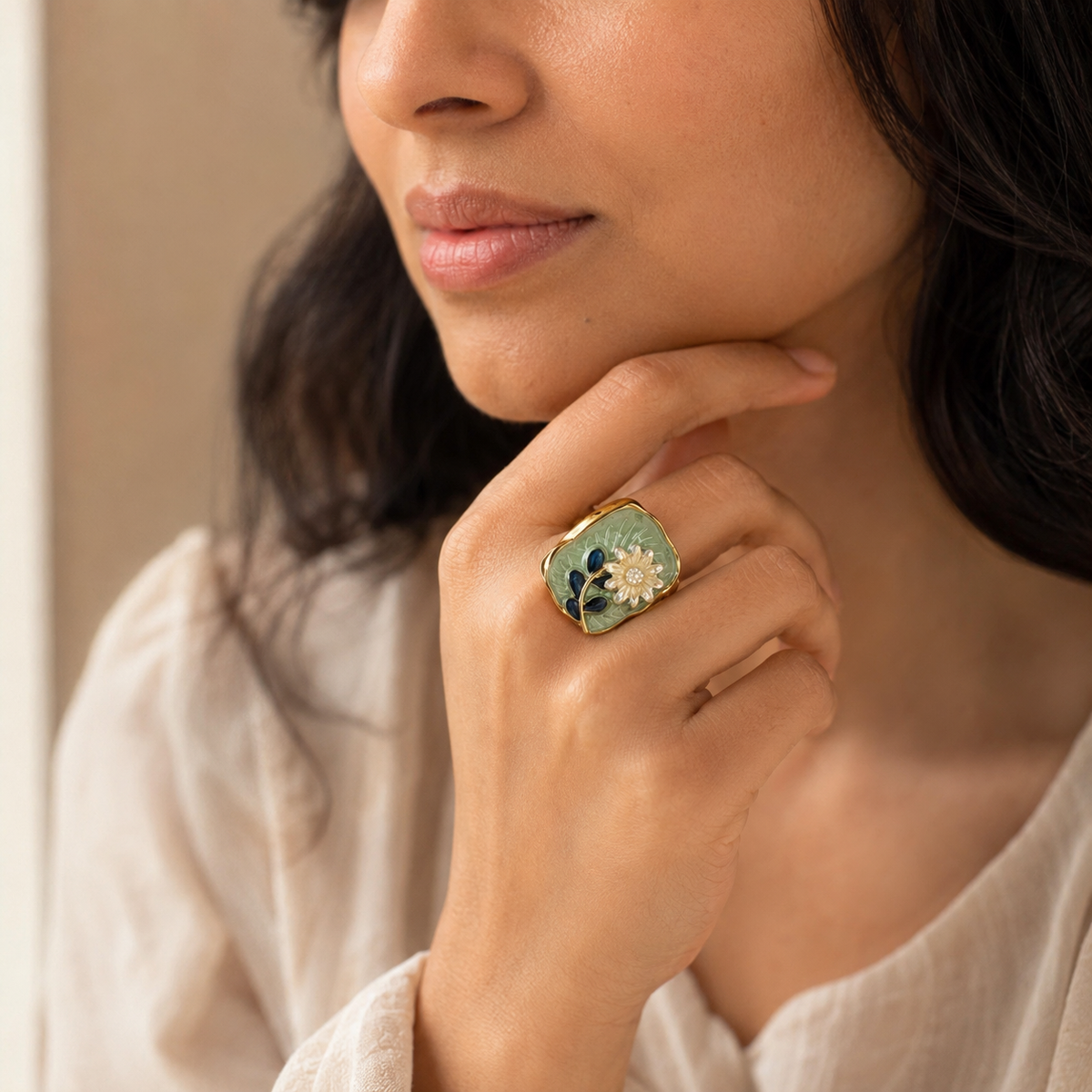 Gold Gem-Studded Ring