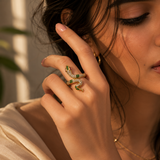 Gold Emerald Serpent Wrap Ring