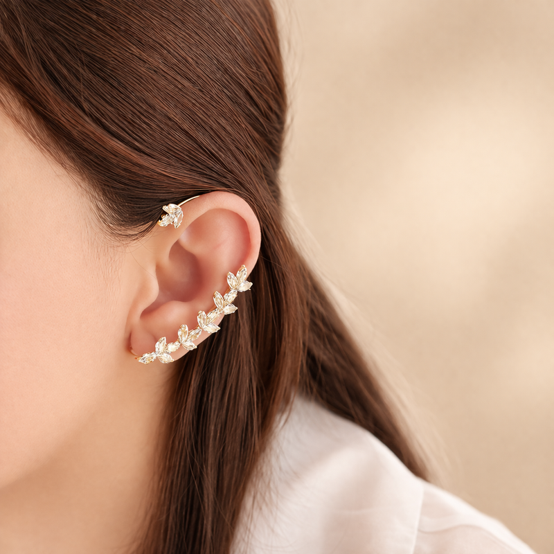 Crystal Marquise Leaf Wrap Ear Cuff