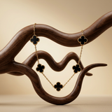 Black Onyx Clover Station Necklace - Image 3