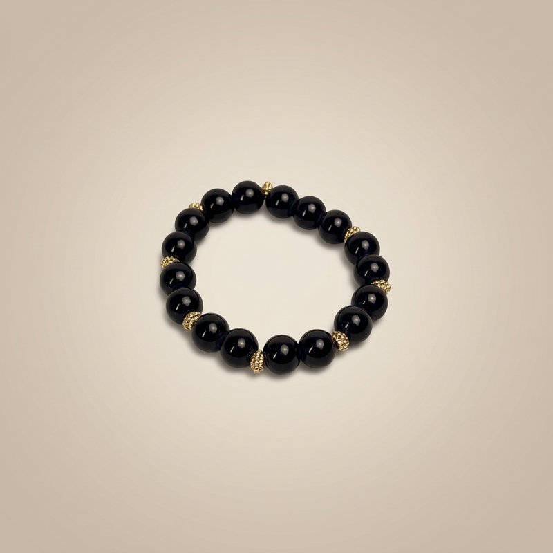 Black Onyx Gold Accent Bracelet - Image 1