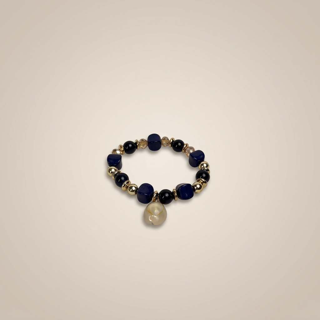 Blue Stone & Pearl Charm Bracelet - Image 1