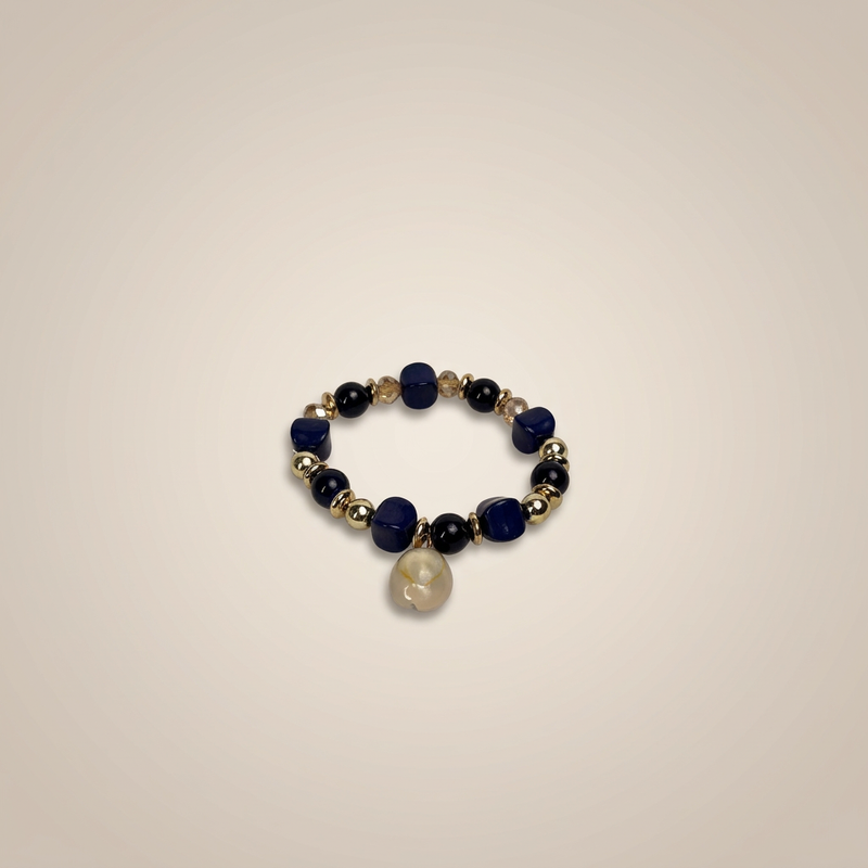 Blue Stone & Pearl Charm Bracelet - Image 1