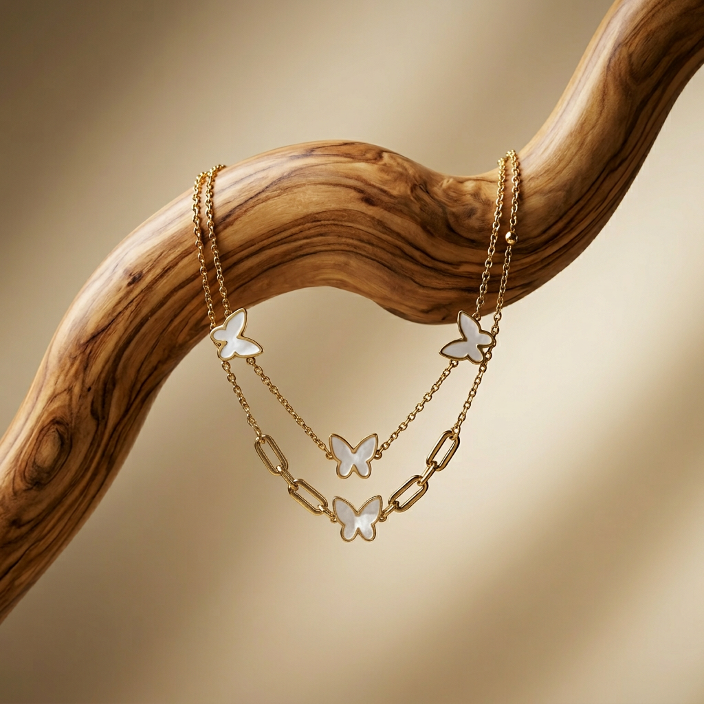 Butterfly Chain Layered Necklace - Image 2