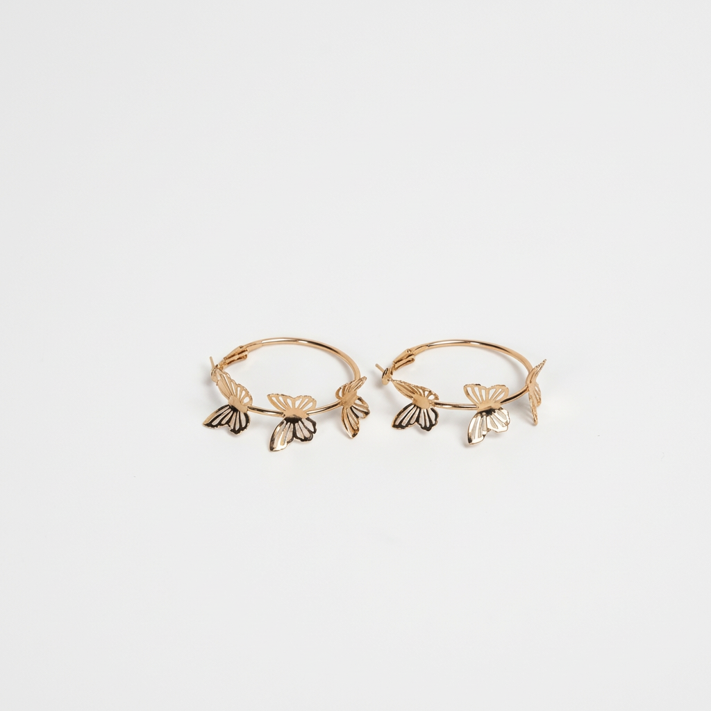 Butterfly Charm Hoop Earrings - Image 4