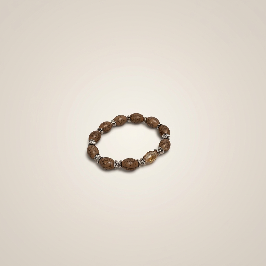 Carved Wood Bead Bracelet - Image 1