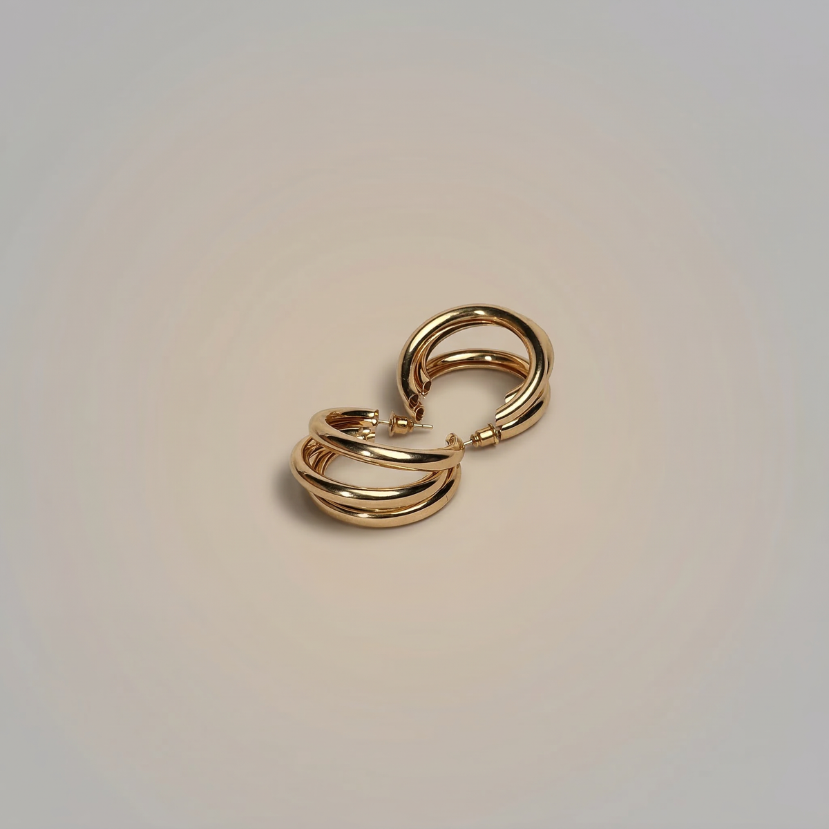 Chunky Double Hoop Earrings - Image 1