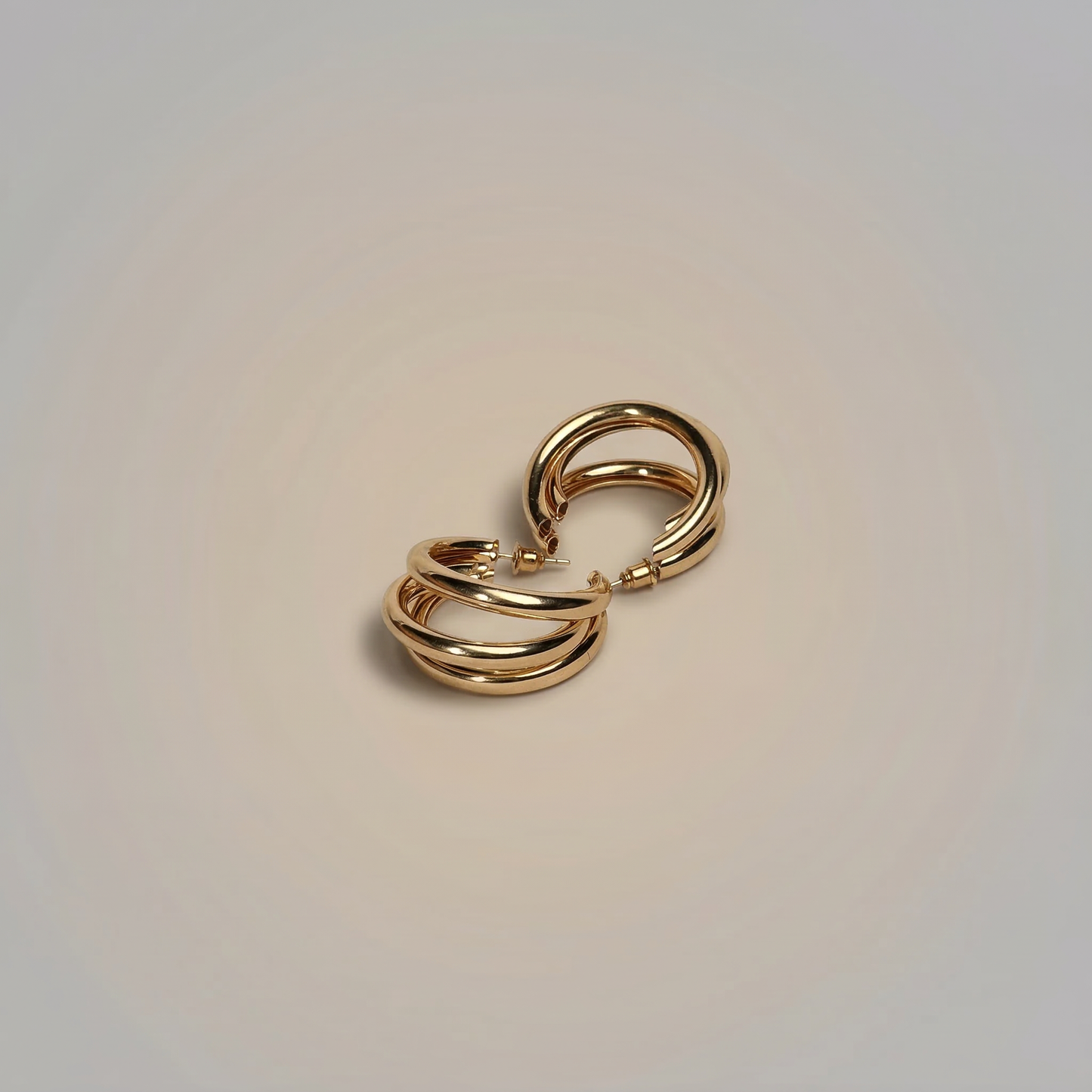 Chunky Double Hoop Earrings - Image 1