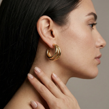 Chunky Double Hoop Earrings - Image 4