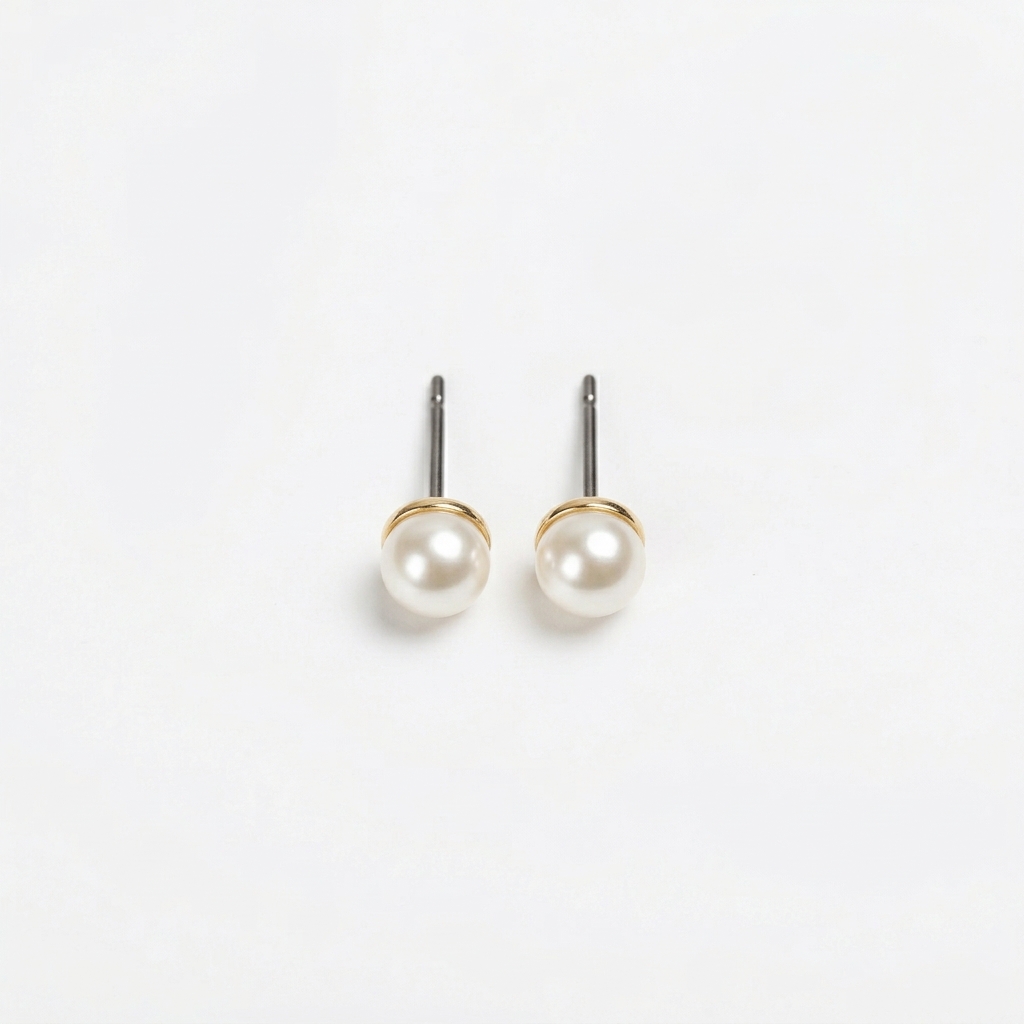 Classic Pearl Stud Earrings - Image 1