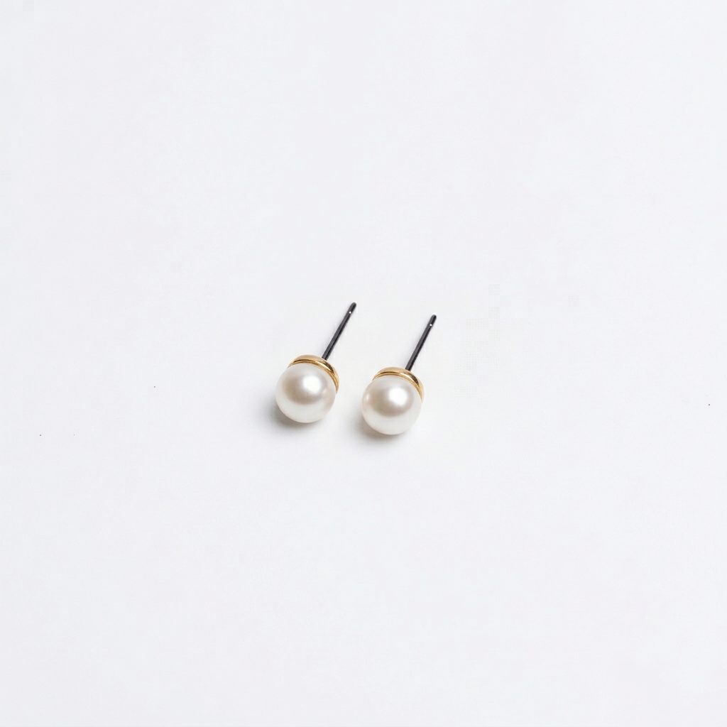 Classic Pearl Stud Earrings - Image 2
