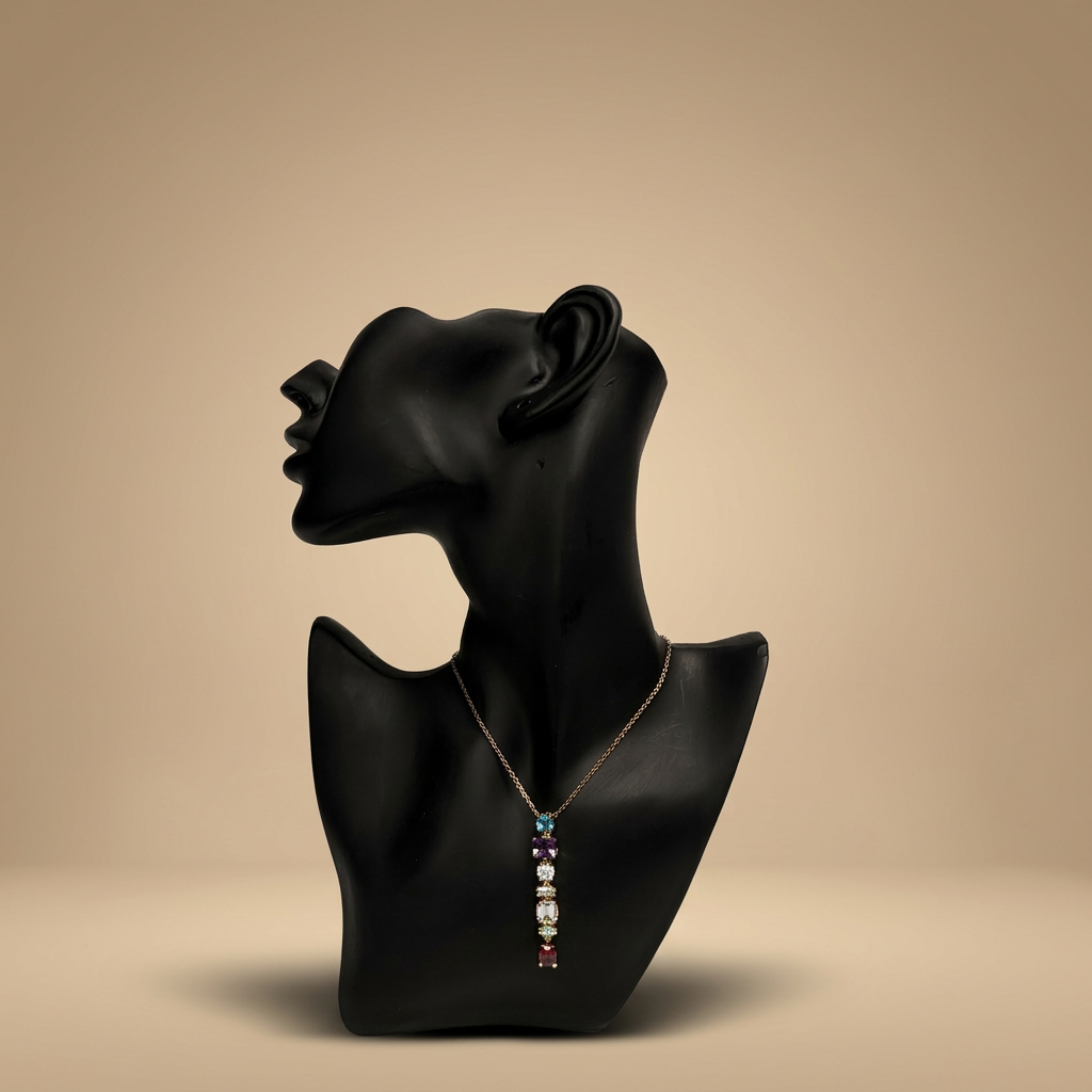 Colorful Gem Cascade Y-Necklace - Image 1