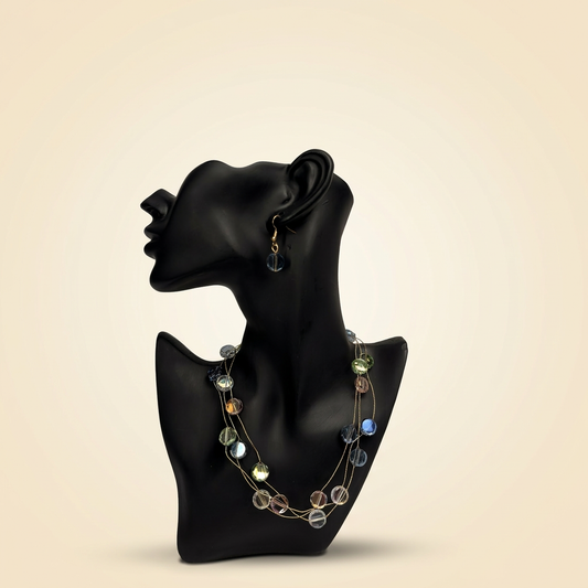 Colorful Glass Bead Necklace & Earring Set - Image 1