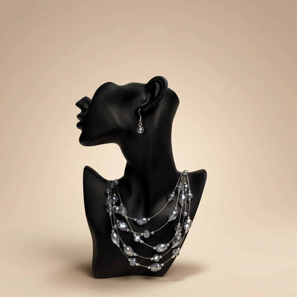 Crystal Cascade Necklace & Earring Set - Image 1