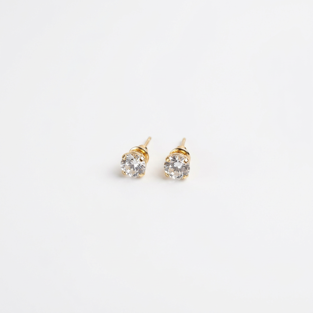 Crystal Solitaire Stud Earrings - Image 1