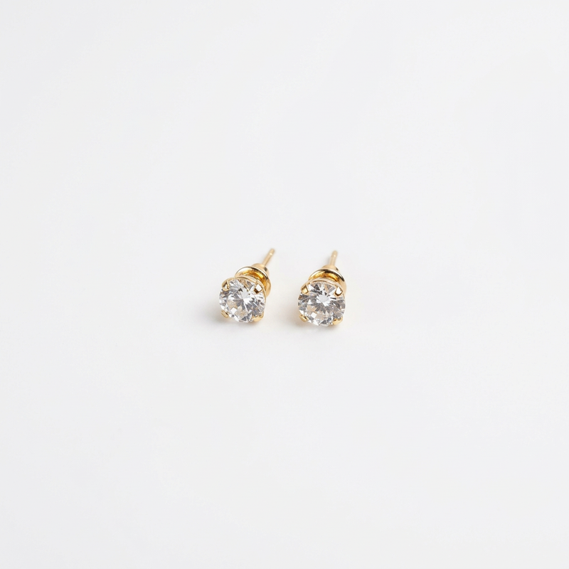 Crystal Solitaire Stud Earrings - Image 1