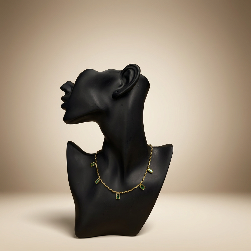 Emerald Baguette Drop Necklace - Image 1