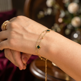 Emerald Clover Double Chain Bracelet - Image 1