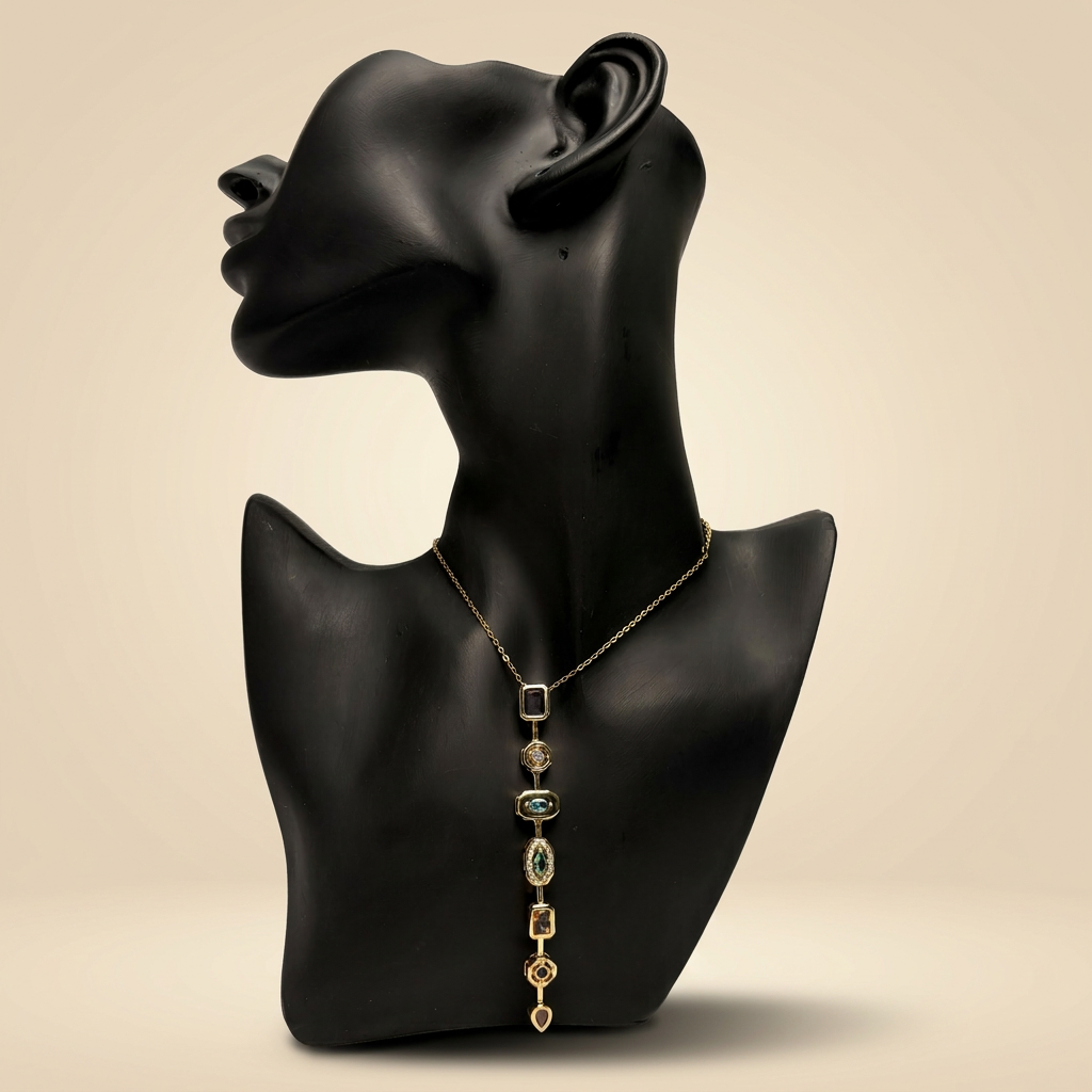 Emerald Gem Cascade Y-Necklace - Image 1