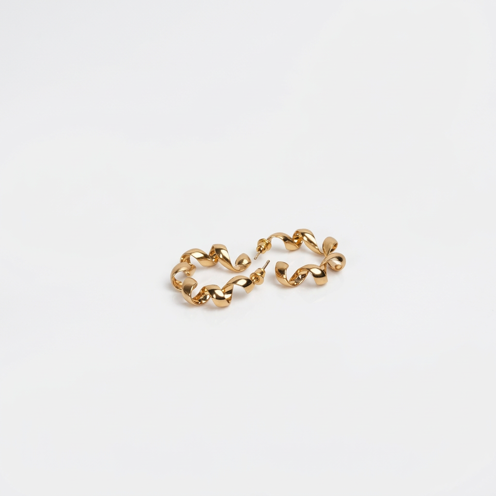 Gold Chain Link Hoop Earrings - Image 2