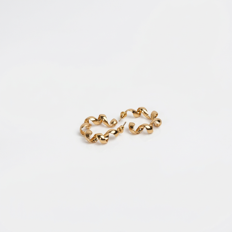 Gold Chain Link Hoop Earrings - Image 2