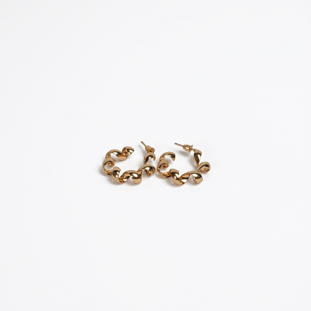 Gold Chain Link Hoop Earrings - Image 3
