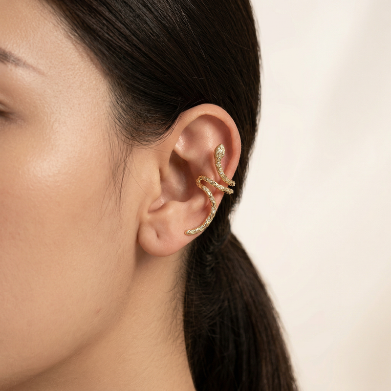 Gold Crawling Snake Ear Cuff
