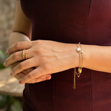 Gold Crystal Solitaire Chain Bracelet - Image 1