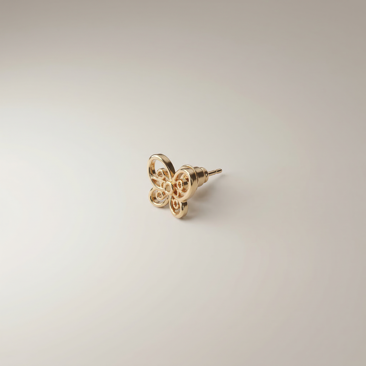 Gold Filigree Butterfly Stud Earrings - Image 1