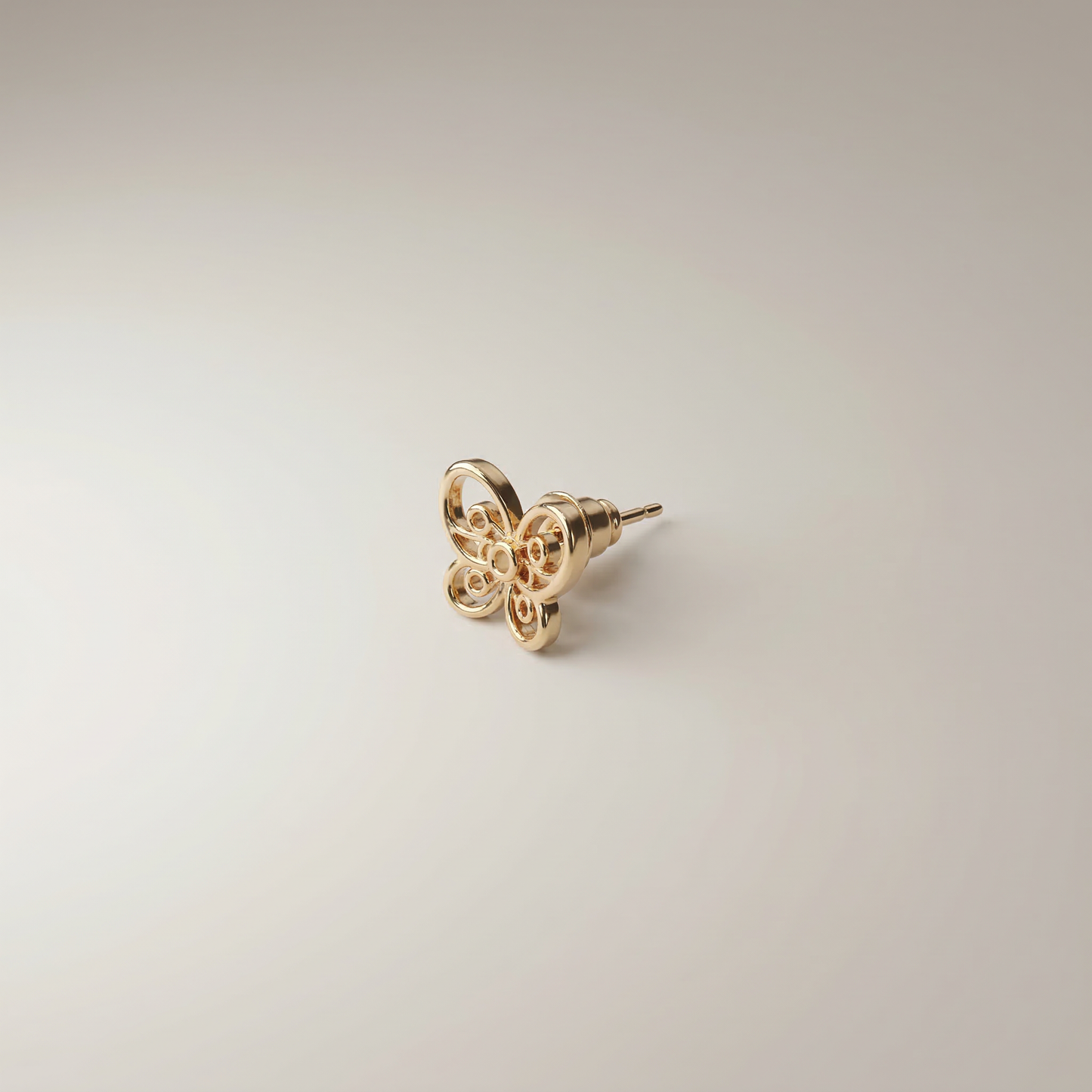 Gold Filigree Butterfly Stud Earrings - Image 1