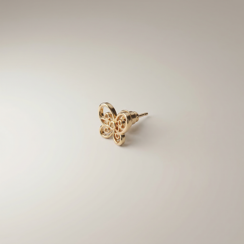 Gold Filigree Butterfly Stud Earrings - Image 1
