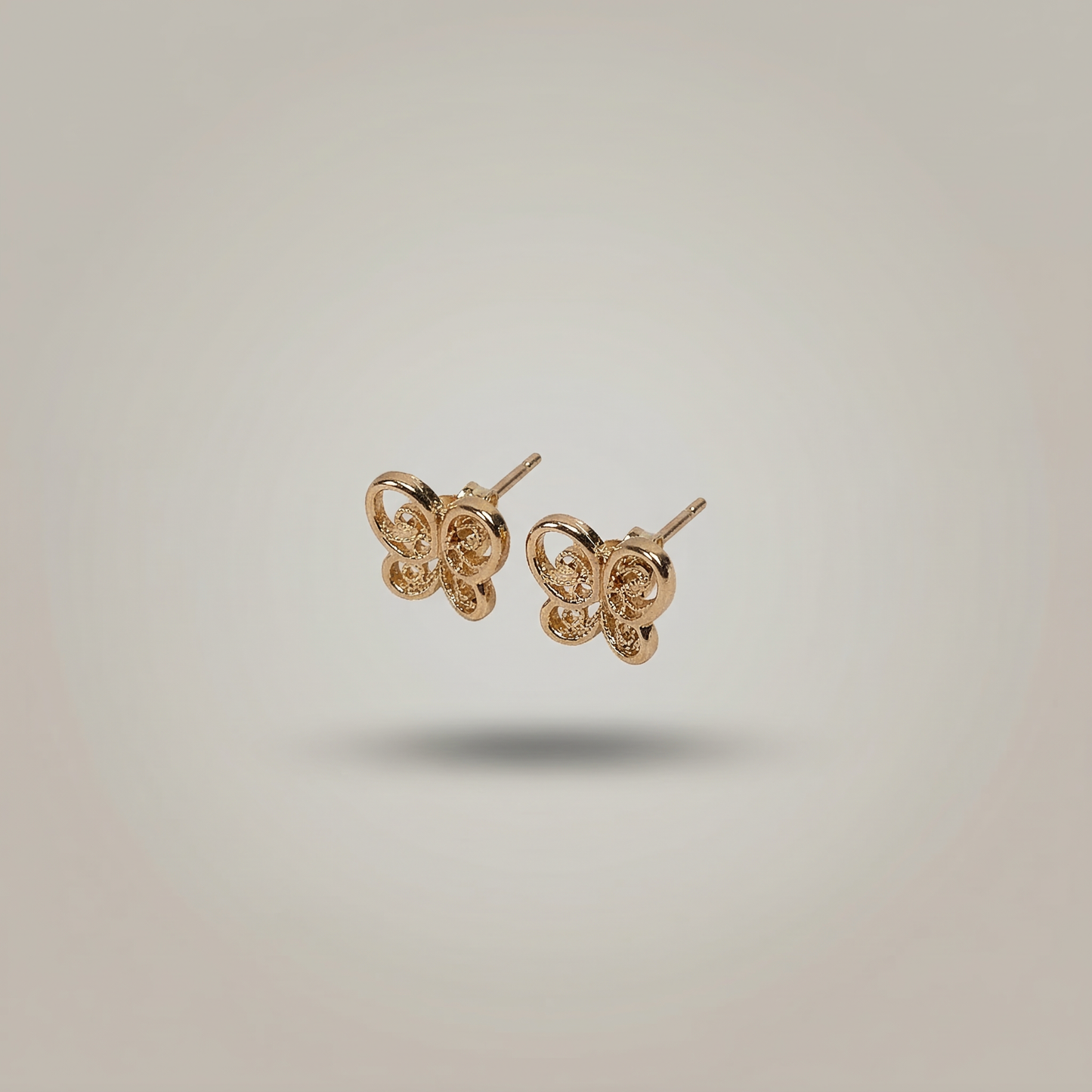 Gold Filigree Butterfly Stud Earrings - Image 2