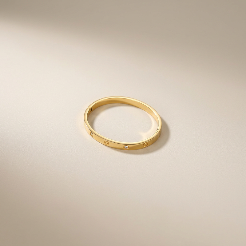 Gold Love Screw Bangle - Image 1