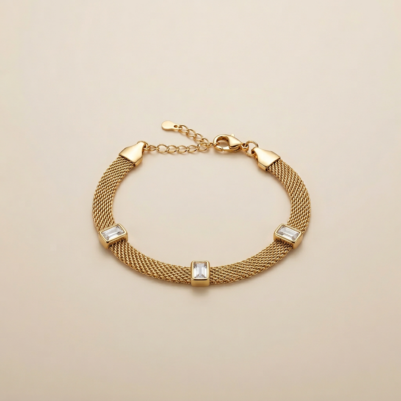 Gold Mesh Crystal Bracelet - Image 1