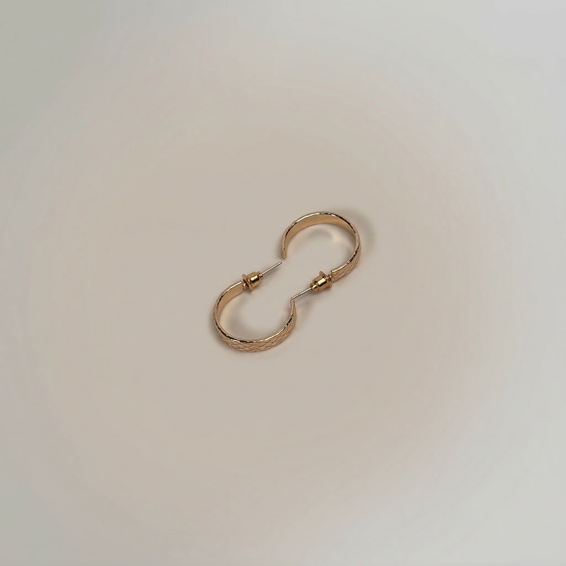 Gold Textured Mini Hoop Earrings - Image 1