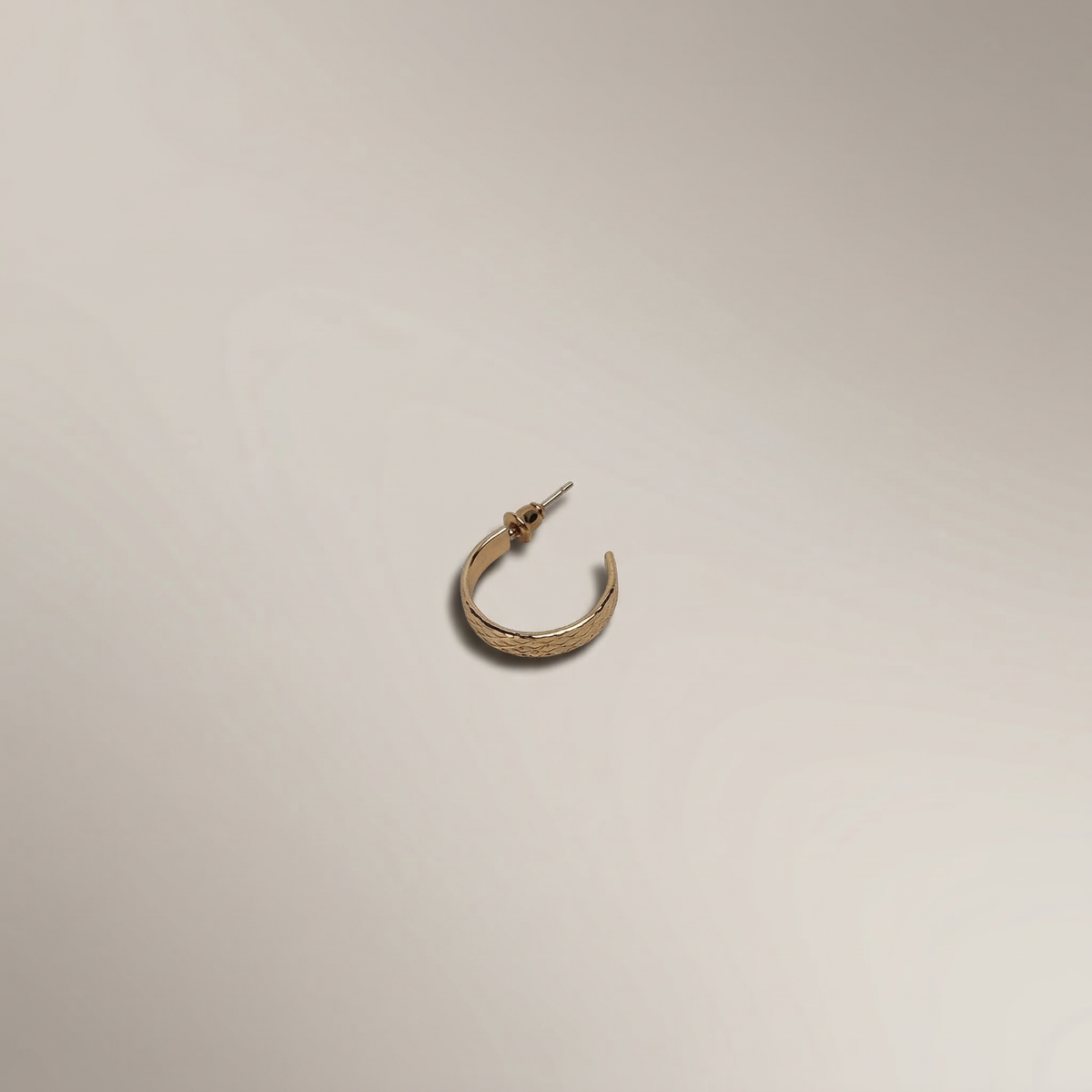 Gold Textured Mini Hoop Earrings - Image 2