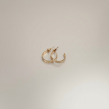 Gold Textured Mini Hoop Earrings - Image 3