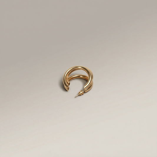 Gold Triple Twist Hoop Earring - Image 1