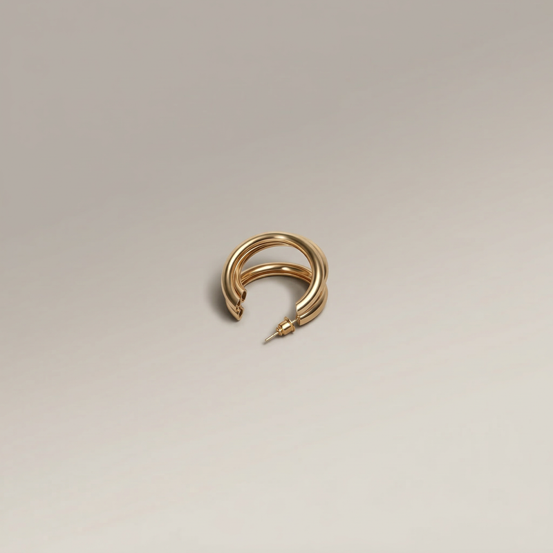 Gold Triple Twist Hoop Earring - Image 1