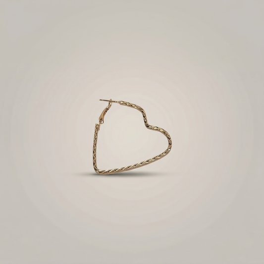 Gold Twisted Heart Hoop Earrings - Image 1