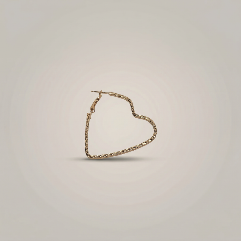 Gold Twisted Heart Hoop Earrings - Image 1