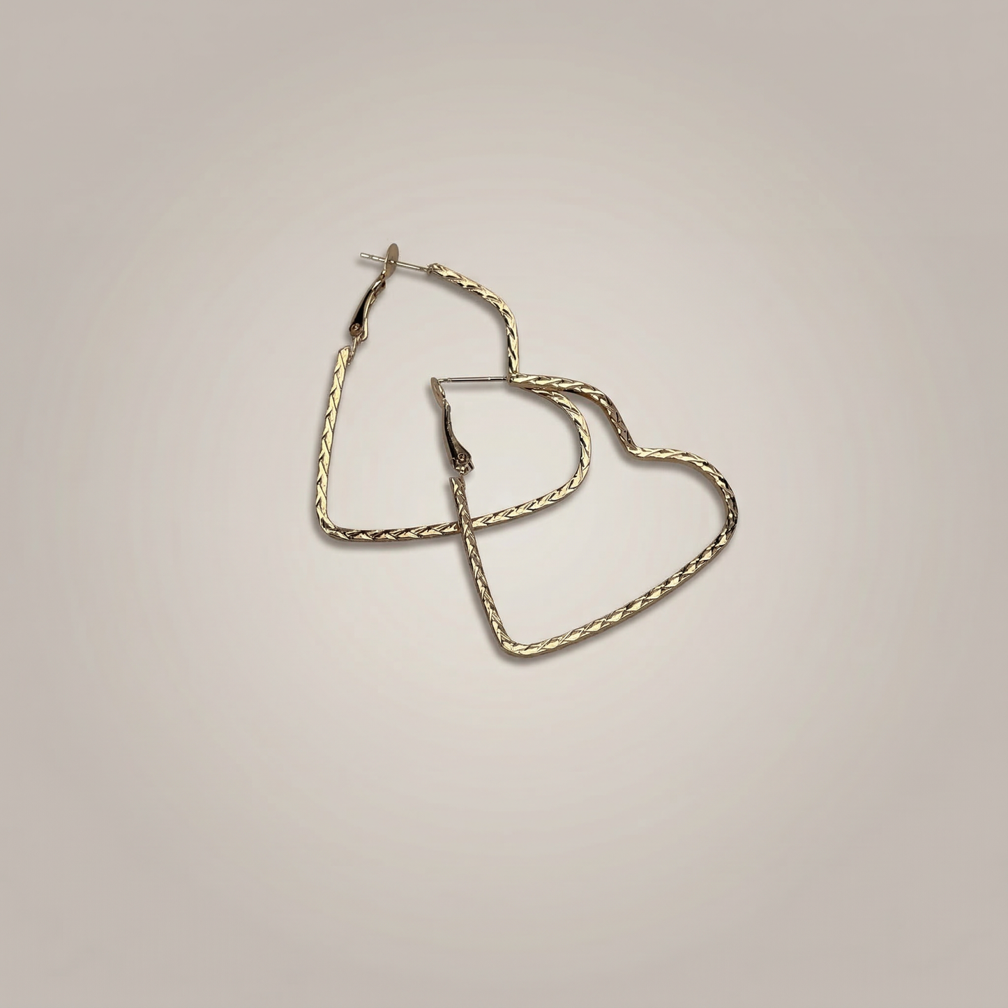 Gold Twisted Heart Hoop Earrings - Image 2