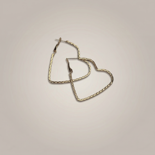 Gold Twisted Heart Hoop Earrings - Image 2